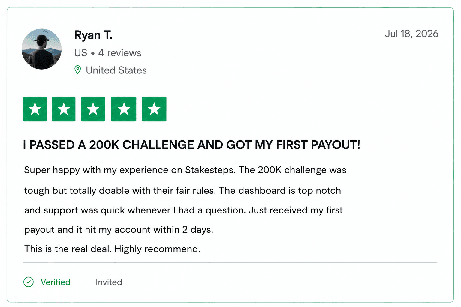 StakeSteps customer review 4